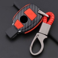 Carbon Fiber Silicone Car Remote Key Cover Case For Mercedes Benz Accessories Amg W212 W124 Gla W210 Cls