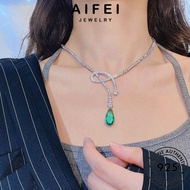 AIFEI JEWELRY 純銀項鏈 Chain Women Accessories Original Perak Silver Leher 925 Fashion Emerald Sterling For Perempuan Rantai Pendant Necklace Korean N1334