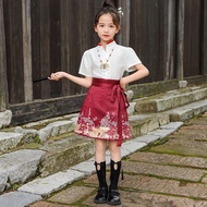 6.13 Thin Children National Style Princess Girls Short Skirt Skirt Hanfu Suit Super Fairy Style Hors
