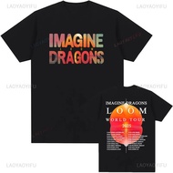 T-shirt Imagine Dragons Loom Tour, lengan pendek, kapas, untuk lelaki/wanita, berkualiti tinggi, kai