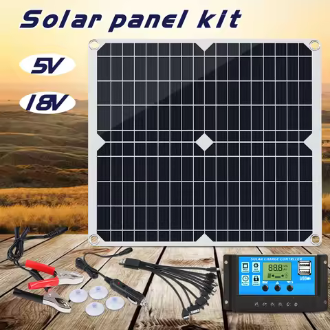 200W Monocrystalline Solar Panel Kit 100A Controller 18V High Efficiency PV Panel for 12V Lithium Ni