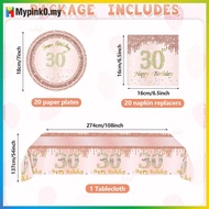 Mypink 41 Pcs 13th/16th/18th/21st/30th/40th Birthday Decorations Rose Gold Theme Party Table Setting