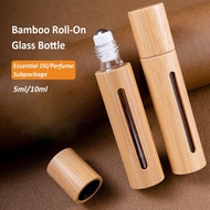 Glass Roll-On Bottle Open Window Natural Bamboo Shading Roll-On Bottle/5ml/10ml/Essential Oil Packin