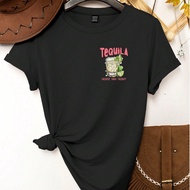 Plus Size "TEQUILA" Letter Graphic T-Shirt - Women's Loose Fit Short Sleeve Top With Humorous Style