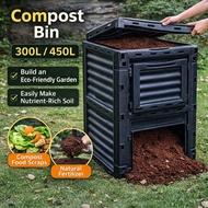 Large Compost Bin | Organic Waste Bin | Compost Container with Capacity 300L/450L | Outdoor Plastic 