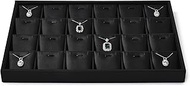 Oirlv Black Leather 24 Grid Pendant Earring Jewellery Storage Jewellery Display Organiser Tray