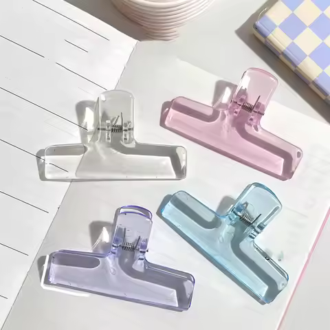 Cute Transparent Bingder Clips for School & Office Supplies Stationery Big Clear File Document Clamp