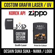 PROMO CUSTOM CETAK UKIR LASER GRAFIR / PRINT UV KOREK API ZIPPO LIGHTER NEW