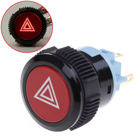 22mm Device Switch Car Button Double Flash Switch Start Button 12V/24V With Light Self-Locking Warni