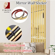 【SG】Mirror Wall Sticker Self-Adhesive Mirror Tiles Removable Decals Stickers Wall Frames Wallpaper Border Waist Line