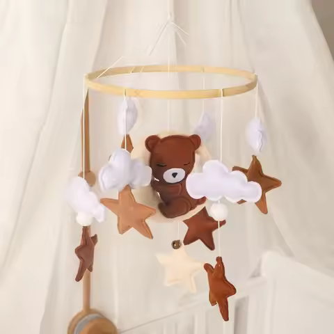 Baby Mobile for Crib Boy 0-12 Months Wooden Mobile On The Bed Newborn Music Box Bed Bell Hanging Toy