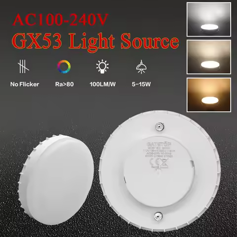 8PCS 5W 7W 9W 15W GX53 LED Bulb AC100-240V Frosted Puck Warm Light 3000K 4000K 6000K Reflector 60W E
