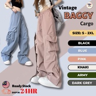 Ready Stock 🇲🇾 Multi Pocket Long Pants Woman Pants Cargo/ Seluar Cargo Panjang Loose Perempuan C02