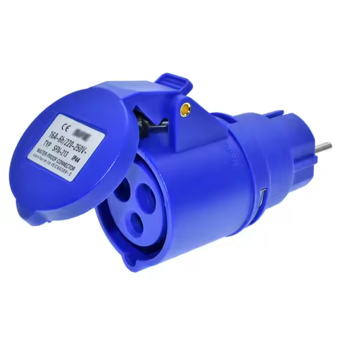 IP44 16A RV Plug Adapter IEC309 316P6 to Schuko CEE7/3 Power Cord Generator Cable Adapter for RV Cam