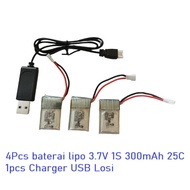 LP99 1 Usb charger 3 batteries lipo 300mah 3.7V 3.7volt 1s 25C flat socket