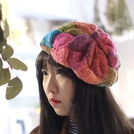 Araignee Design *手作毛帽-編織貝蕾帽* -野呂二號 / 拼接彩色 / 日系雜貨風 民族風