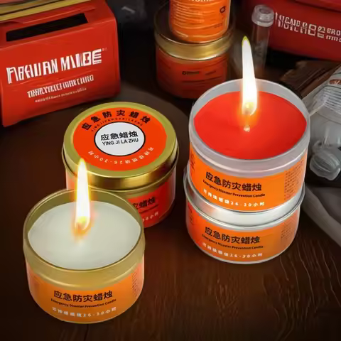 5PCS 80g 30 Hour Windproof Emergency Disaster Candles Long Burning Flat Container Food Warmer Tea Li