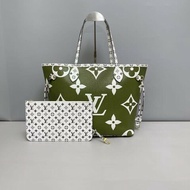 LV路易威登 neverfull中號 限量牛油果拼色子母購物袋 肩背包