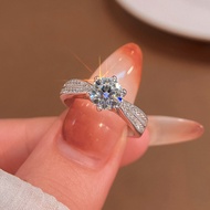 1CT Certified Moissanite Diamond Gold White Stone Womens Engagement Ring Real 925 Sterling Silver Hi
