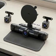 4-Ch HD Dash Cam with Night Vision, LED Screen, Tactile Buttons, Rechargeable Battery, Car Power, Lo