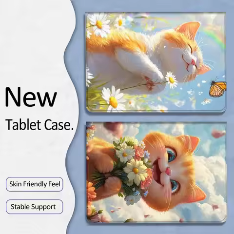 Cute Cat Holding Flowers For Xiaoxin Lenovo Tab P12 Extreme Legion Y900 Idea Pro GT 12.1 2025 Foldab