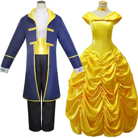 Adults And Children Movie Beauty And The Beast Cosplay Costume Prince Mask Princess Dress Halloween 