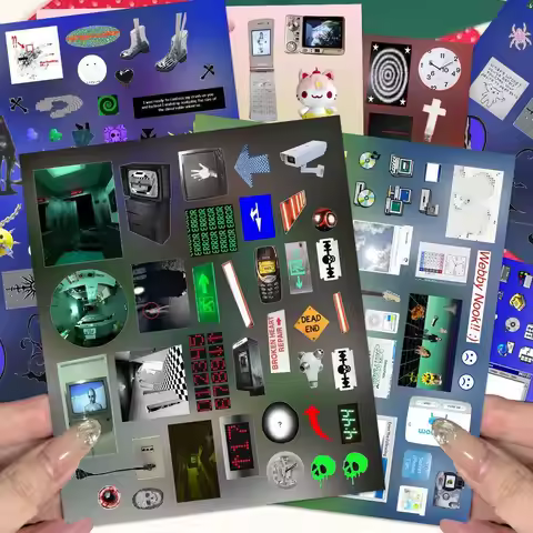 6sheet Y2k Dreamcore Retro Weirdcore Style Die-cut Stickers for Seal Collages Diary Scrapbook Junk J