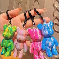DIY Fluid Bearbrick Violent Bear Keychain Handmade Fluid Painting Mini Bear Ornament