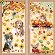 SUYO 9pcs/pack Window Stickers, PVC DIY Autumn Window Clings, Holiday Stickers Fall Harvest Them Tha
