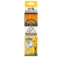 Set of 6 HB Jumbo M&G Pencil Triangle AWPQ4901 HB Jumbo Triangle Pencil Free Sharpener Eraser - Set 