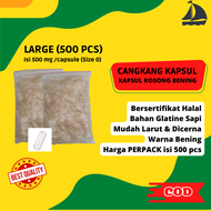 Kemasan 500 Capsugel Kapsul Kosong 0 Transparan Ukuran 0 Natural Cangkang Kapsul 0 Bening