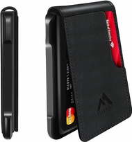 MURADIN Mens Wallet Tactical Bifold Wallets for Men Metal RFID Blocking Aluminum Money Cards Holder Gifts for Men (Leather Black T) Leather Black T