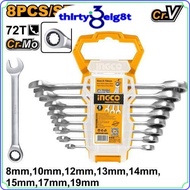 INGCO 8 Pcs ratchet spanner set HKSPAR1082