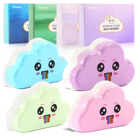 1Pcs/4Pcs Rainbow Bath Bombs Gift Set, Handmade Organic Bath Bombs for Kids Girls, Natural Kid Bubbl