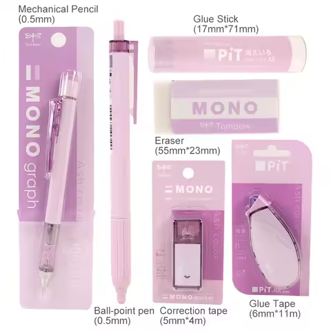 Japanese Tombow MONO Ash Color Series Stationery Set-Include Mechanical Pencil,Neutral Oil Pen,Corre