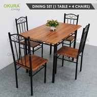 OKURA Dining Table Set with 4 Chairs Home Living Dining Furniture Meja Makan 4 Kerusi Perabot Rumah