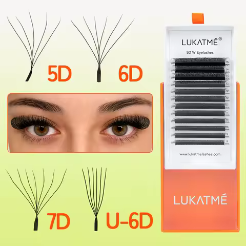 LUKATME 5D 6D 7D W Clover Eyelash Extension Premade Fans 6D U False Eyelash Mega Volume W Shape 5D 6