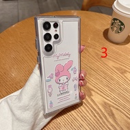 เคสโทรศัพท์มือถือลายการ์ตูนน่ารักทำนองเพลงของฉันเคสสำหรับซัมซุง S24Ultra S23Ultra Cinnamoroll เคสสำห