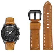 ✳▣◙ สายหนังแท้สำหรับ Omega X Swatch Joint Moonswatch Constellation Bracelet Men Women Vintage Band Watch Accessories 20 มม.