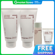 Innisfree | โฟมล้างหน้าหินภูเขาไฟ BHA ทำความสะอาดรูขุมขน 150g x2 + โทนเนอร์ 25ml + โฟมล้างหน้า 15g ข