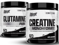 Nutrex Research Creatine Monohydrate Powder 60 Serv & L Glutamine Powder 60 Serv Bundle