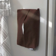 日本TOYO CASE 棉麻布壁掛磁吸式口罩收納袋-復古棕