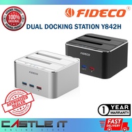 Fideco Y842H Dual Bay Docking Station USB 3.0 Aluminium 2.5 3.5 HDD SSD Clone Black Silver MR169BK