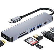 USB C Hub 6 In 1 Type C 3.1 To 4K Adapter With SD/TF Card Reader PD Fast Charge 2.0/3.0 Data Transfe