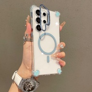 เคสใส เคสแข็ง เคสกันกระแทก พร้อมที่ยึด ฝาครอบแม่เหล็ก สำหรับ Samsung S25 Ultra s24 ultra S23 ULTRA A