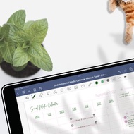 數碼 2022-2023 Goodnotes 未註明日期的社交媒體內容日曆 朱槿色調