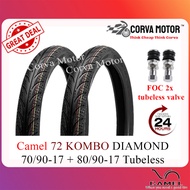 Corva Motor Tayar Camel Kombo Tubeless (Diamond) 70/90-17+ 80/90-17 (Maxxis Diamond) (Maxxis)