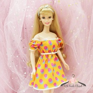 Doll Clothes Casual Outfit Patterned Orange Dress with White Belt