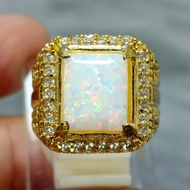 926 GOLD SILVER RING WITH AUSSY MILK KALIMAYA STONE READY TO WEAR