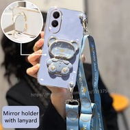 New Casing for Honor 90 Lite 70 50 Lite X6a X5 Plus 4G 5G Latest Cartoon Mirror Holder Multi-functio